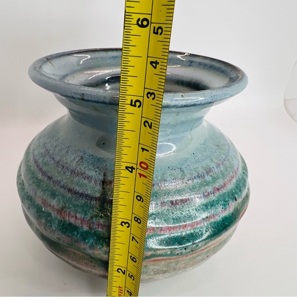 Jim Weber Ware Studio Art Pottery Beehive Round Bowl Vase Pink Blue Glaze Signed - Picture 7 of 7